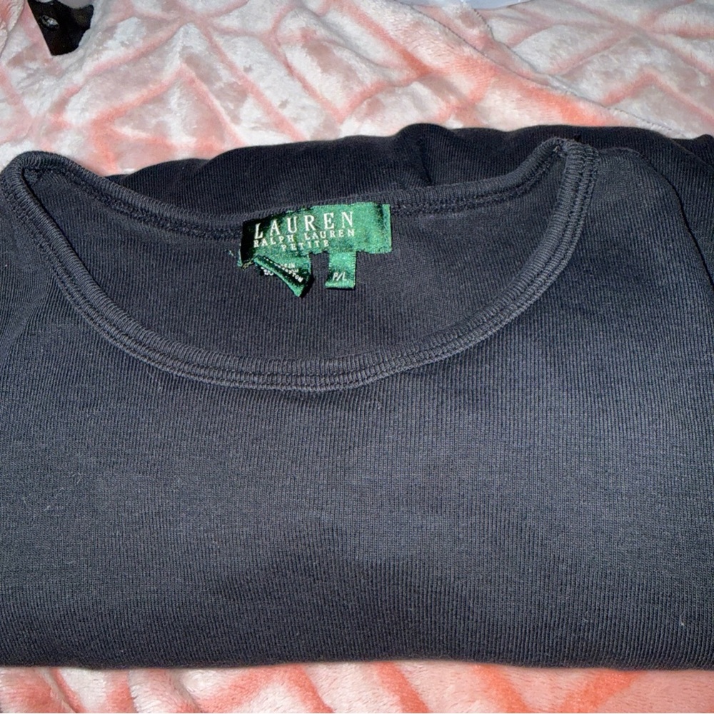 Ralph Lauren Black Ribbed Crewneck Top